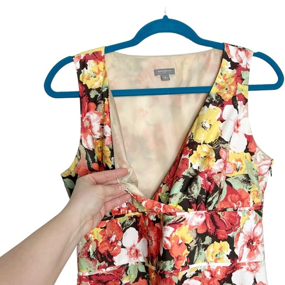 Ann Taylor Factory Floral V Neck Midi Tea Party A Line Dress - Picture 3 of 13